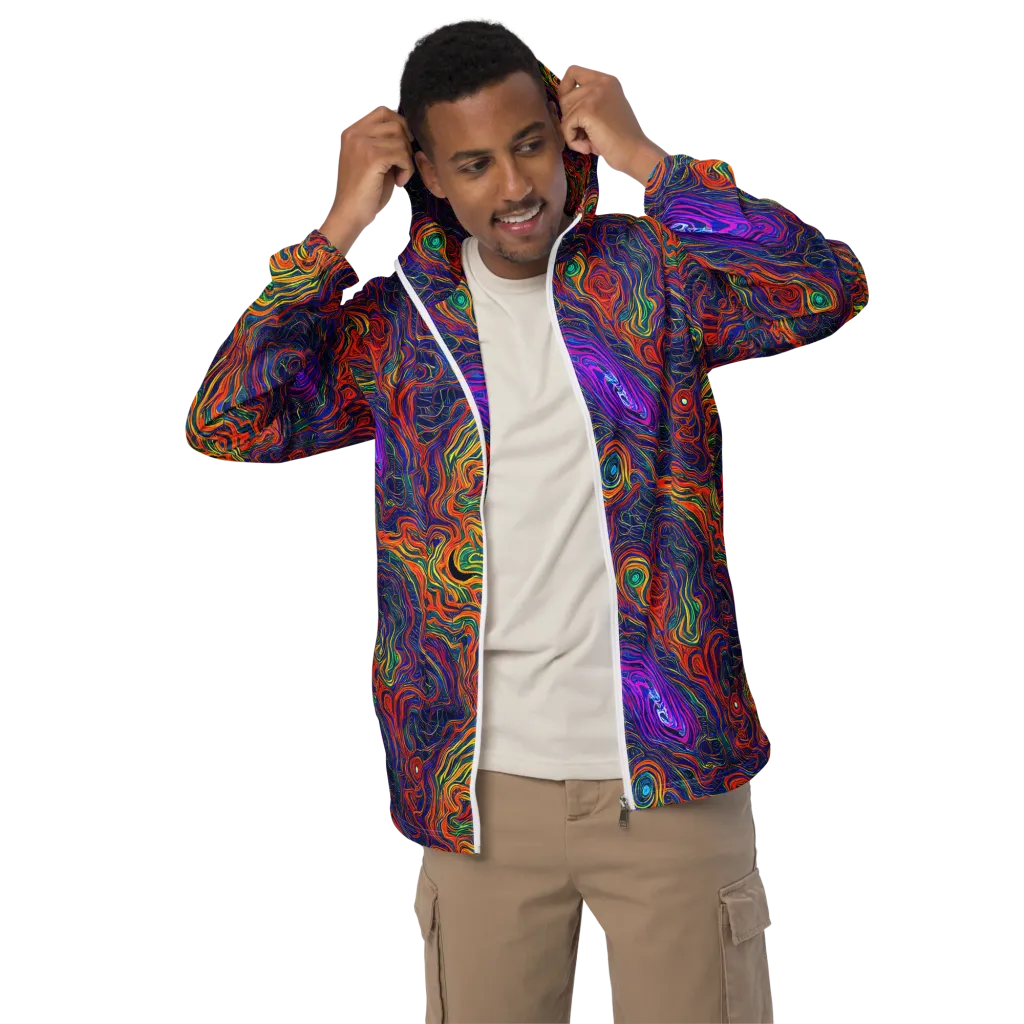 Neon Contours on Men's Windbreaker — Front