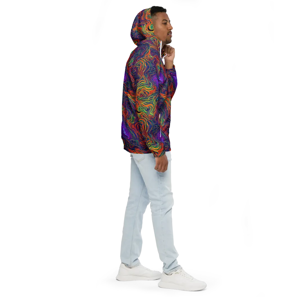 Neon Contours on Men's Windbreaker — Right