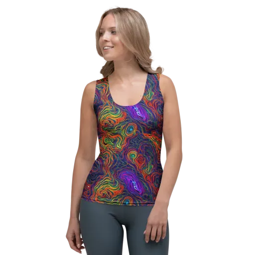Neon Contours on a Women's Tank Top
