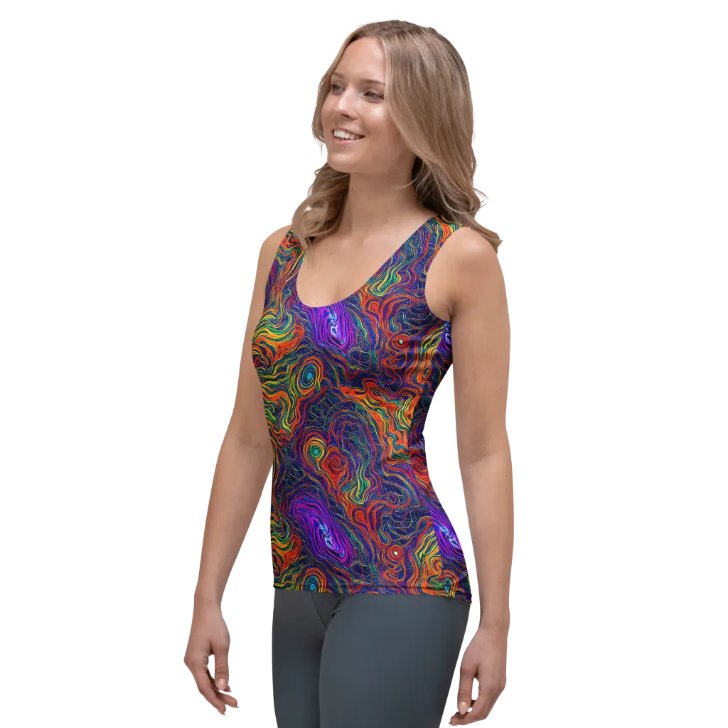 Neon Contours on Women's Tank Top — Left Front