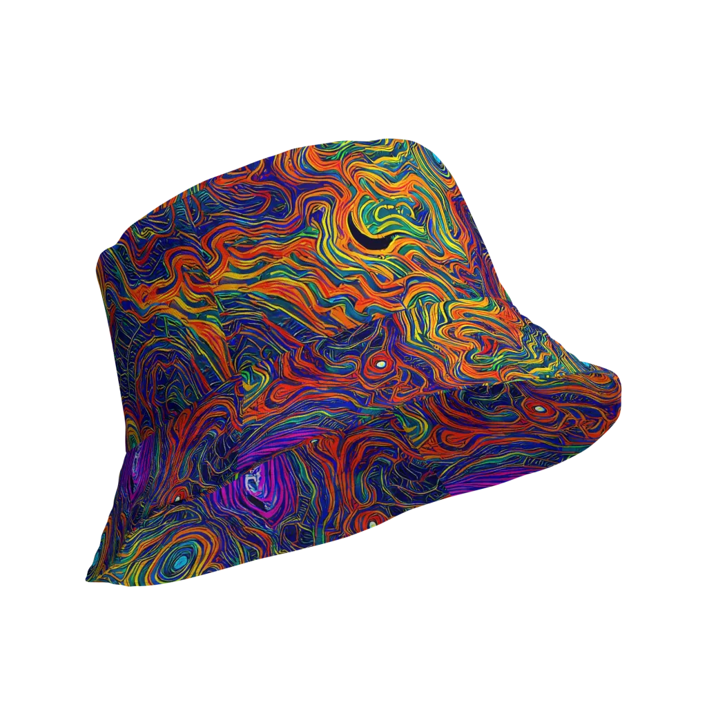 Neon Contours on Reversible Bucket Hat — Product details Outside