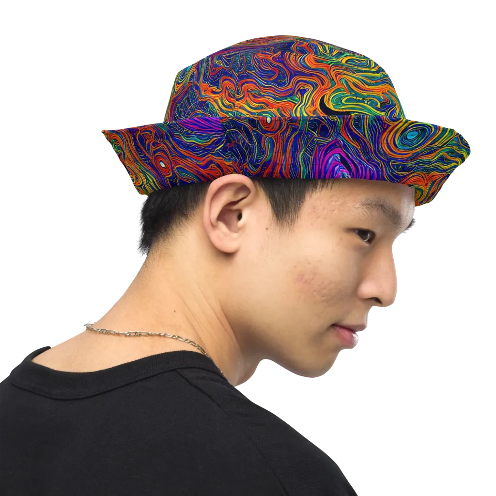 Neon Contours on Reversible Bucket Hat — Right Outside