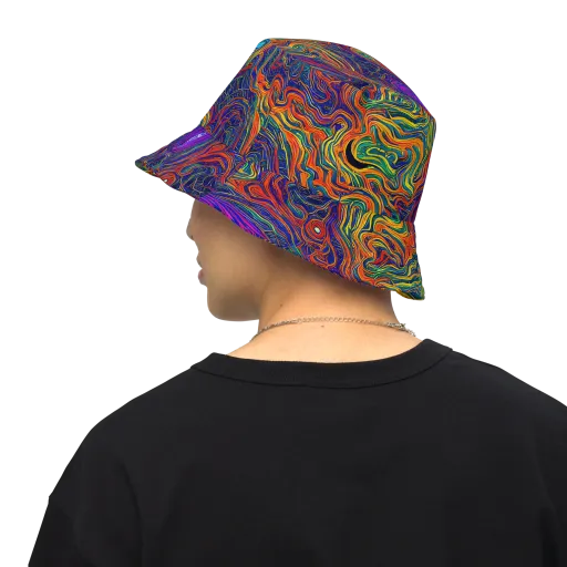 Neon Contours on a Reversible Bucket Hat