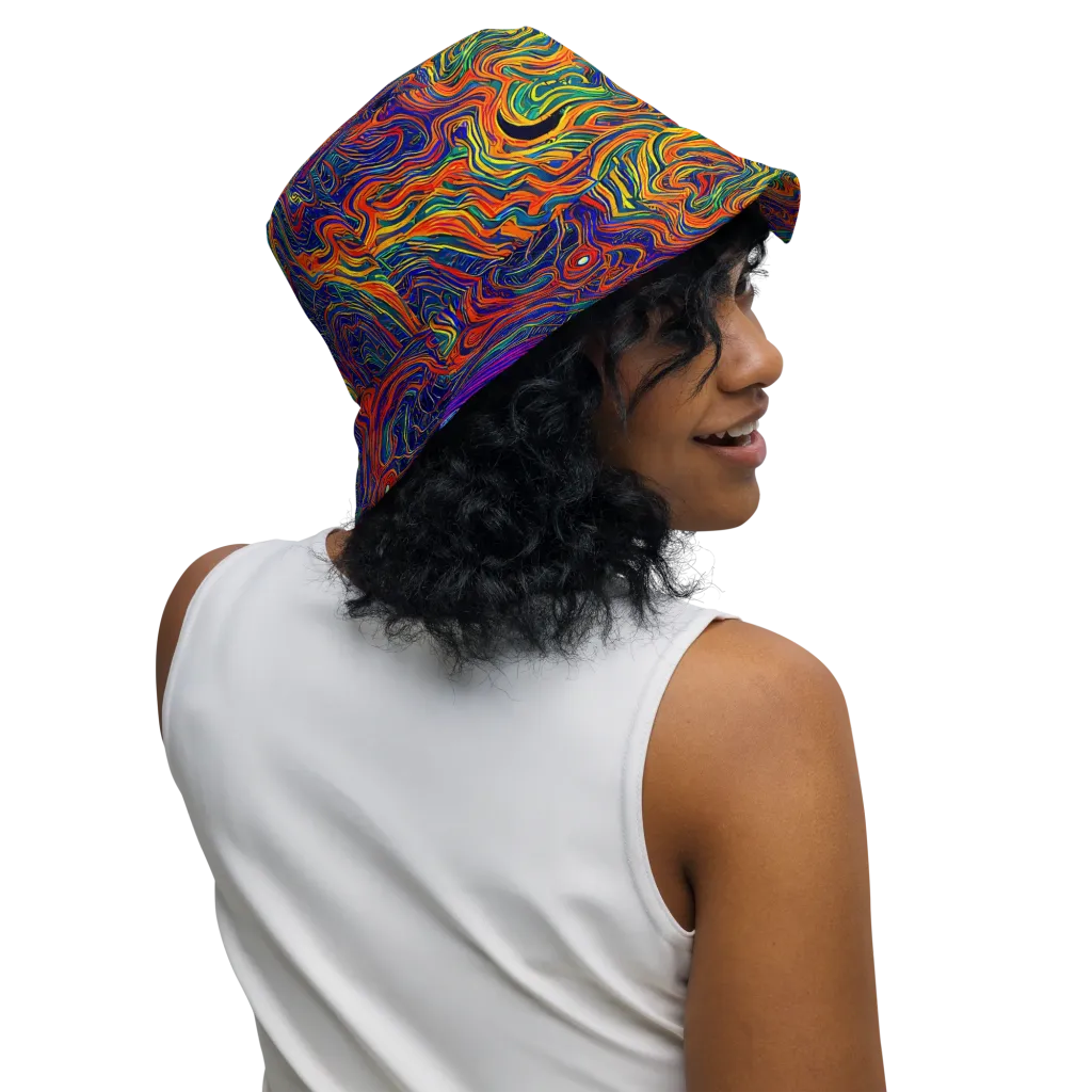 Neon Contours on Reversible Bucket Hat — Right Outside