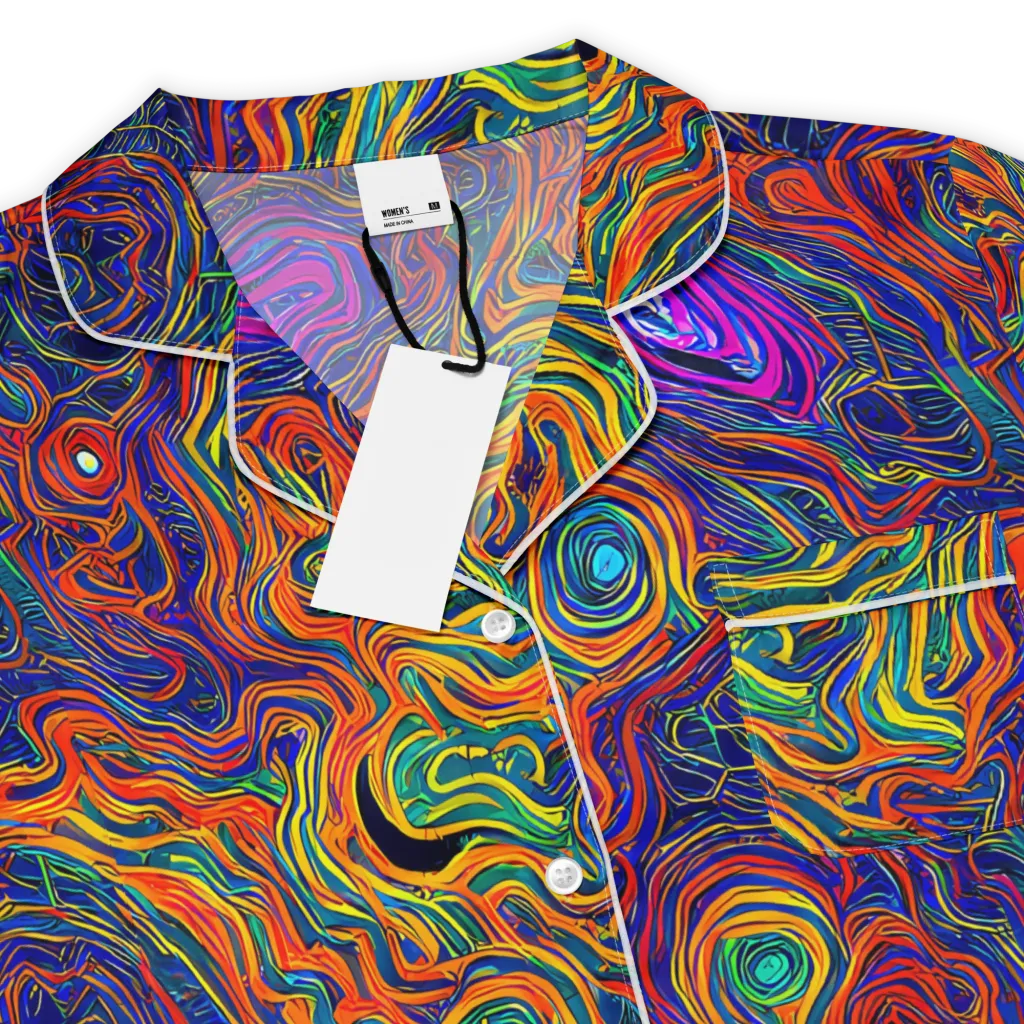 Neon Contours on Women's Short Sleeve Pajama Top — Product details