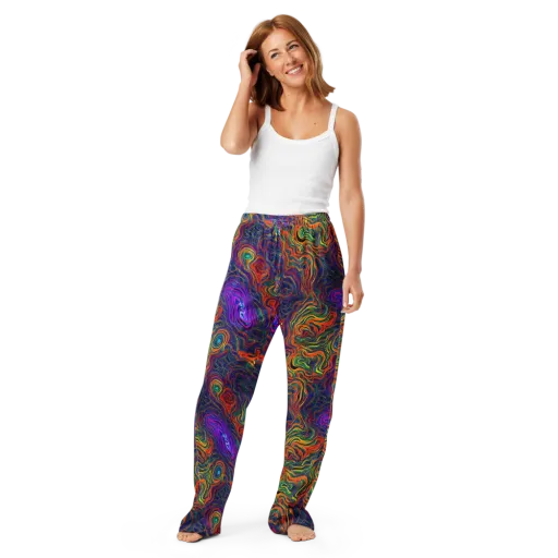 Neon Contours on a Women's Pajama Pants