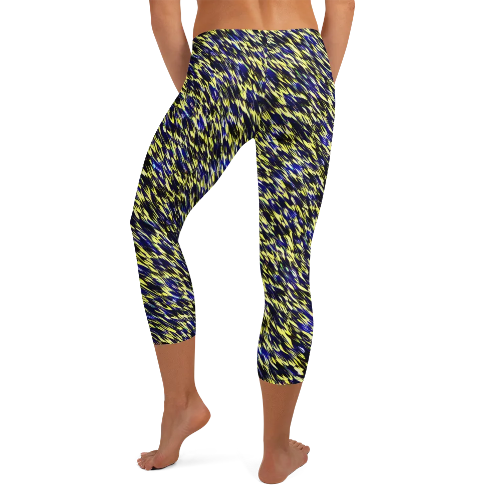 Lemon Lightning on Capri Leggings — Back
