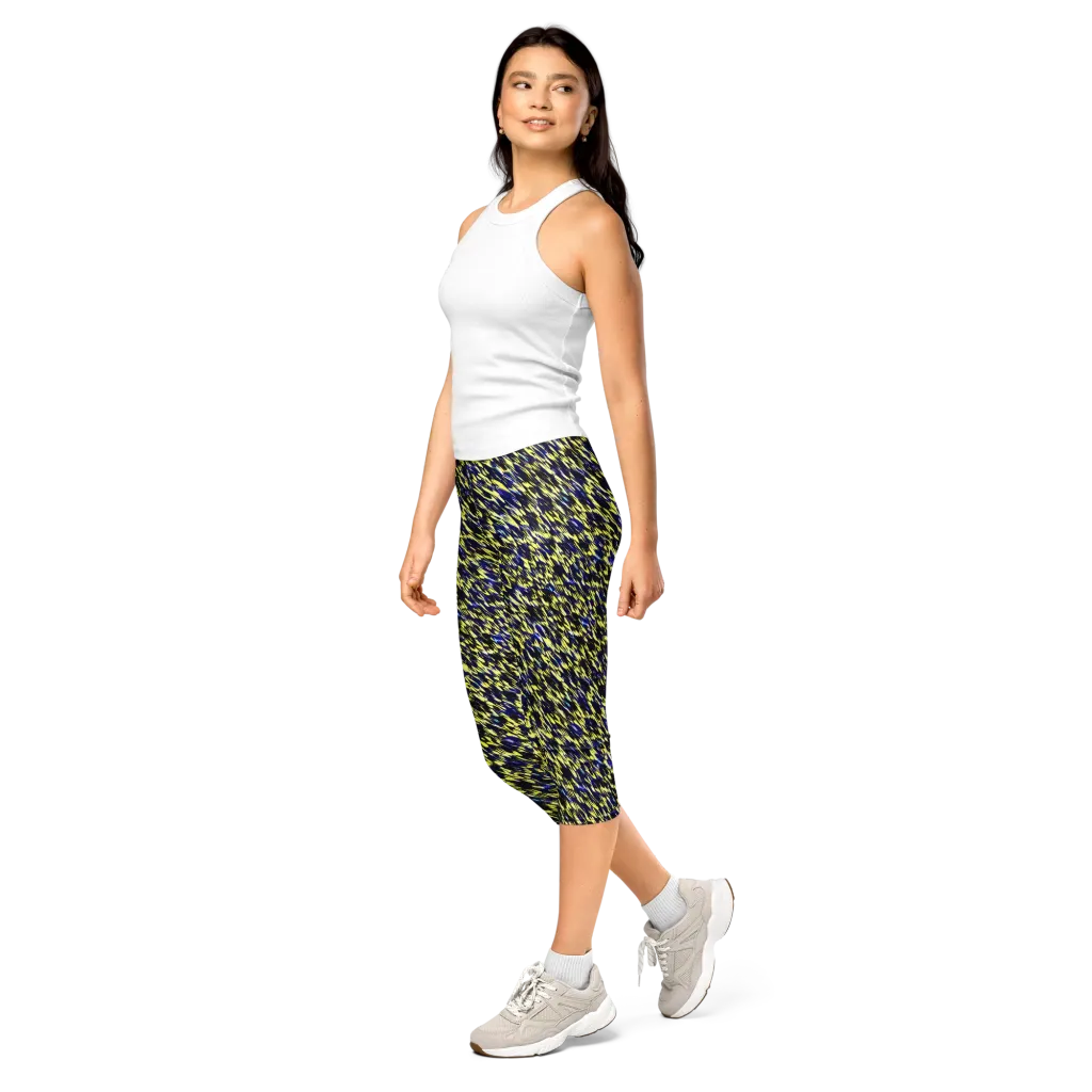 Lemon Lightning on Capri Leggings — Left Front