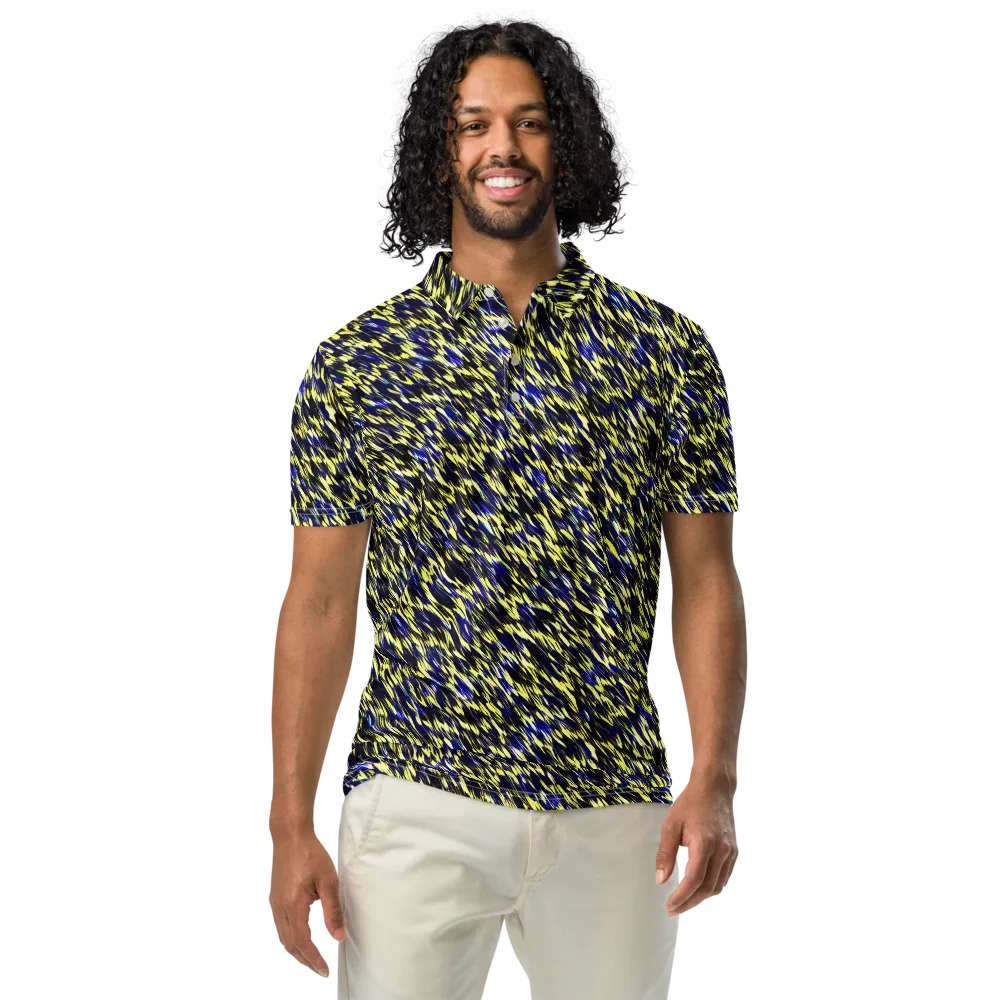 Lemon Lightning on Men's Slim Fit Polo Shirt — Front