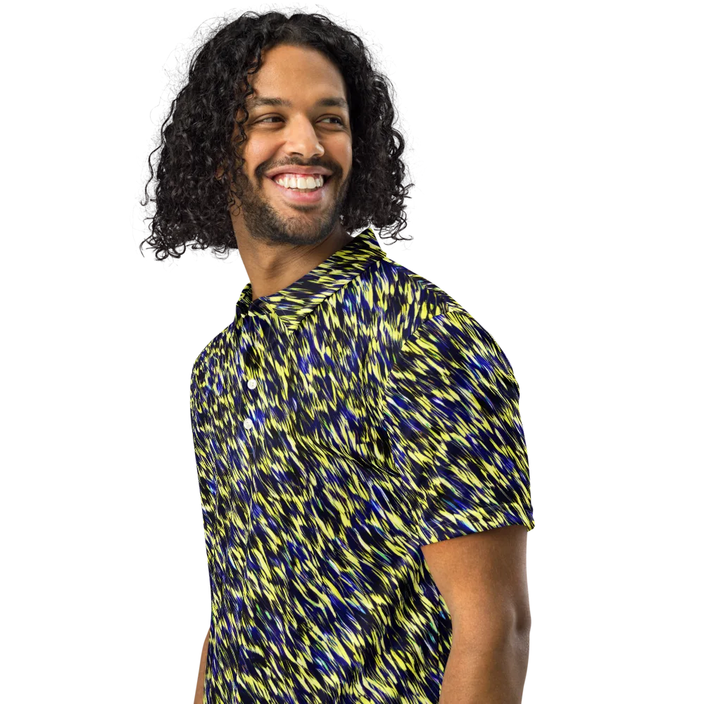 Lemon Lightning on Men's Slim Fit Polo Shirt — Left Front
