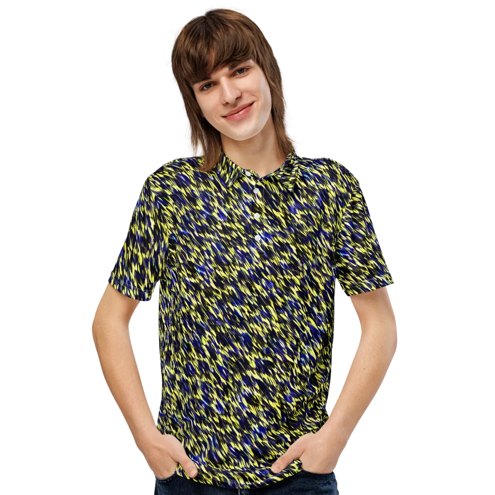 Lemon Lightning on Men's Slim Fit Polo Shirt — Front