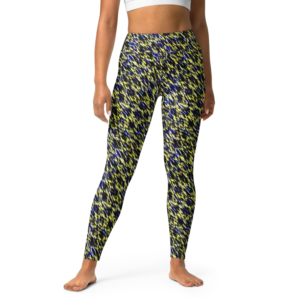 Lemon Lightning on Yoga Leggings — Front