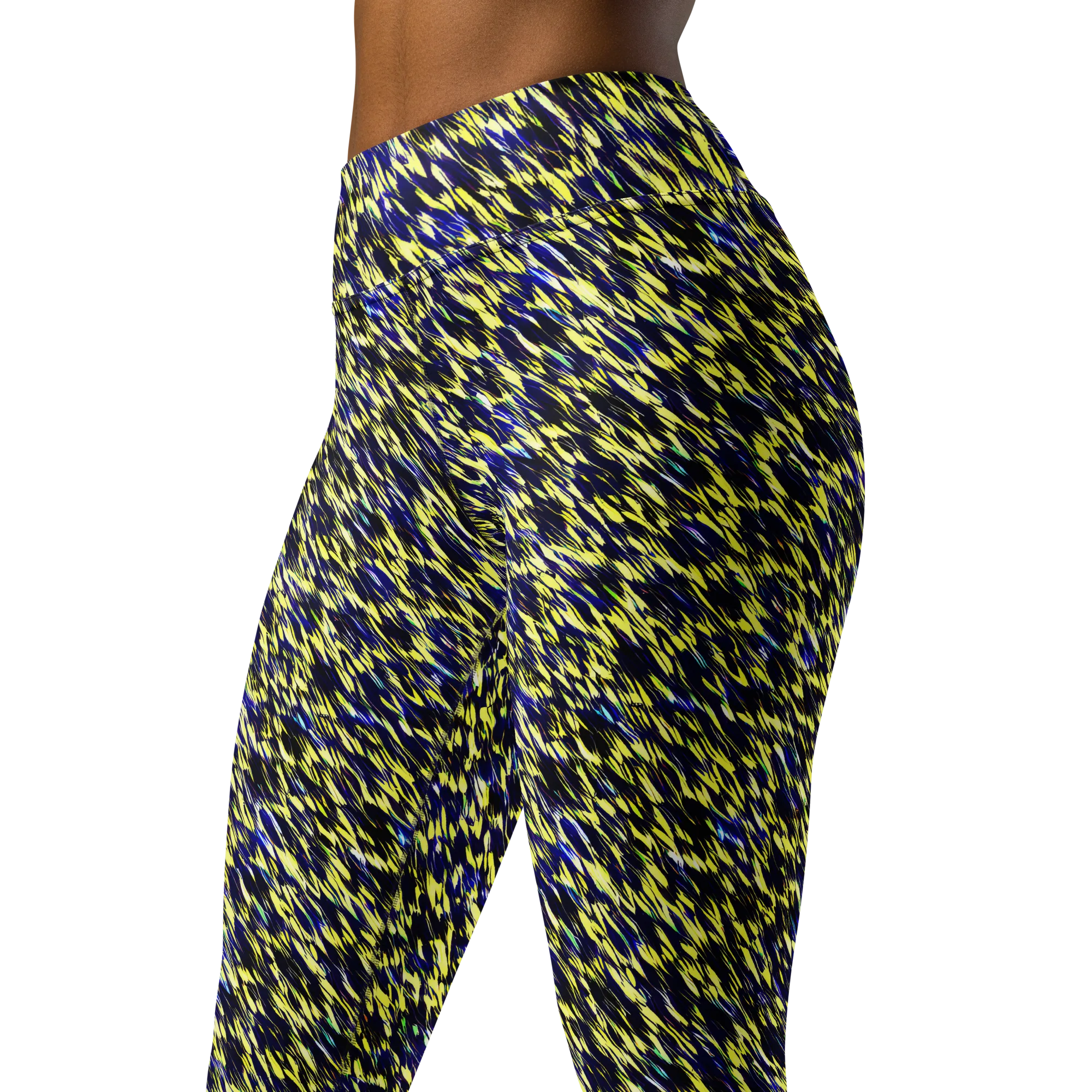 Lemon Lightning on Yoga Leggings — Left Front