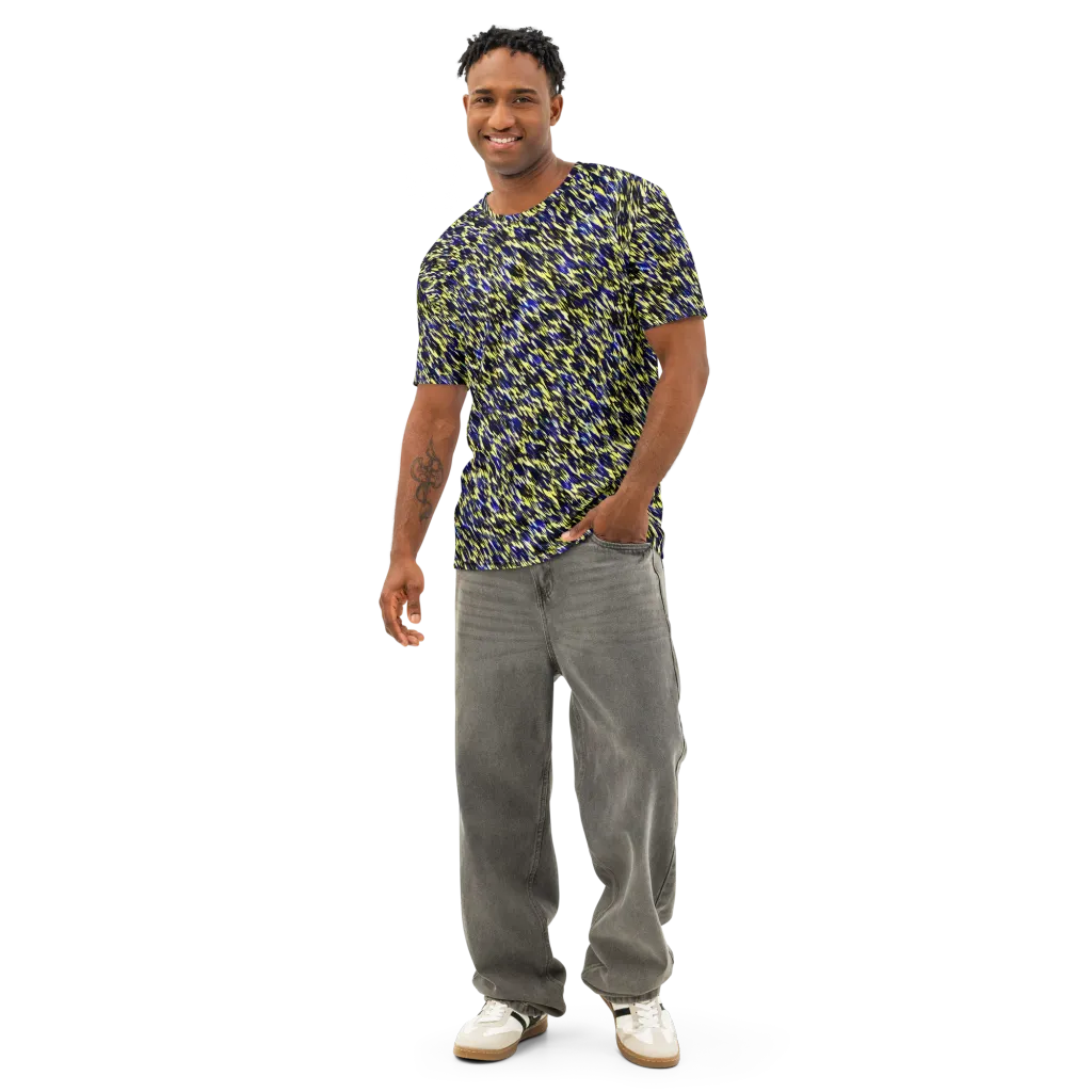 Lemon Lightning on Men's Cotton Crew Neck T-Shirt — Front