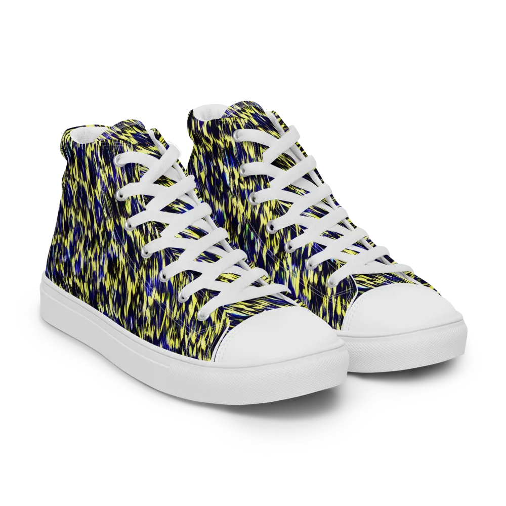 Lemon Lightning on Men's High Top Canvas Shoes — Right Front