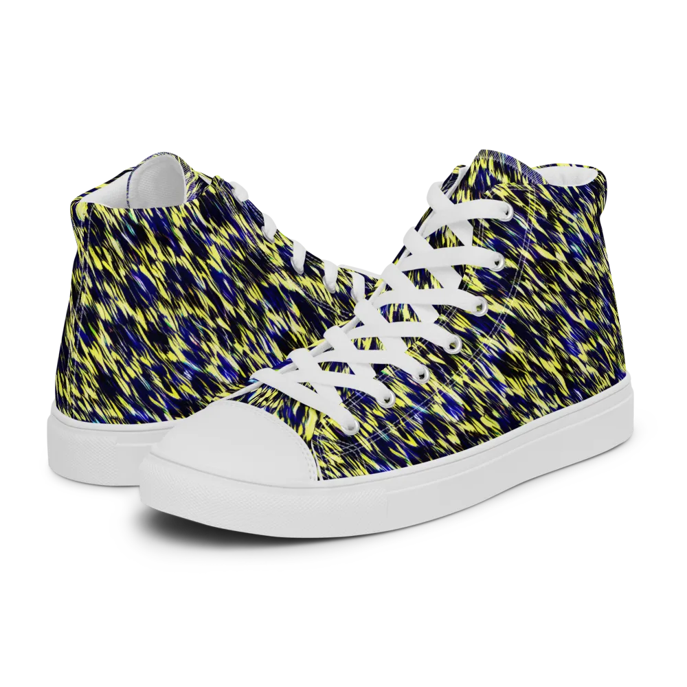 Lemon Lightning on Men's High Top Canvas Shoes — Left