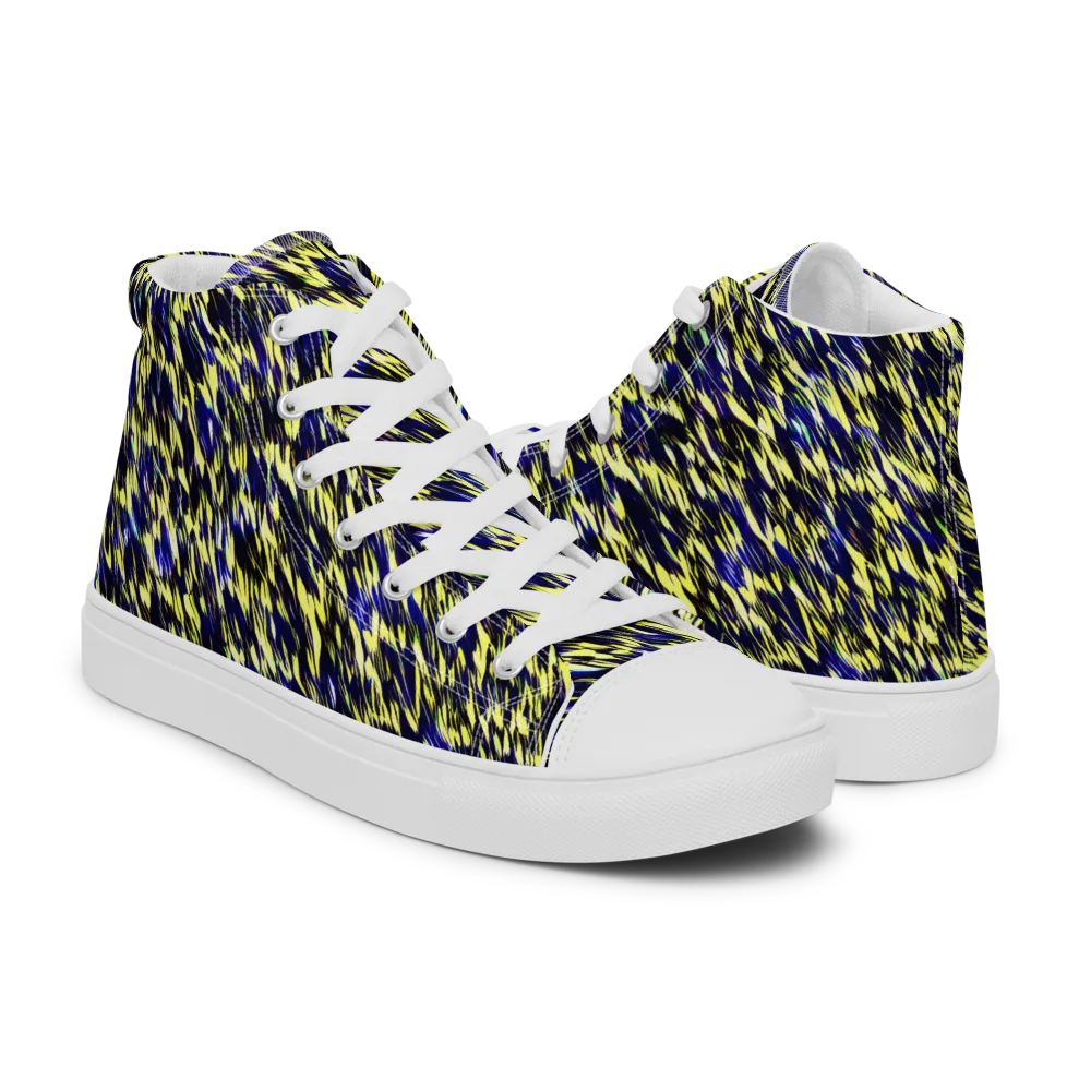 Lemon Lightning on Men's High Top Canvas Shoes — Right