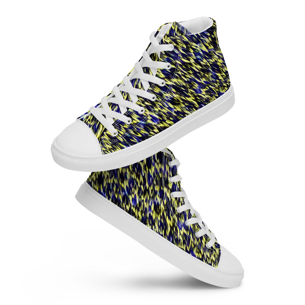 Lemon Lightning on Men's High Top Canvas Shoes — Front