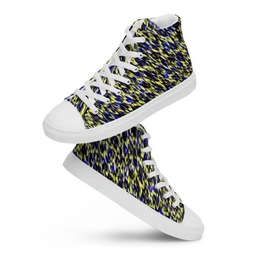 Lemon Lightning on a Men's High Top Canvas Shoes