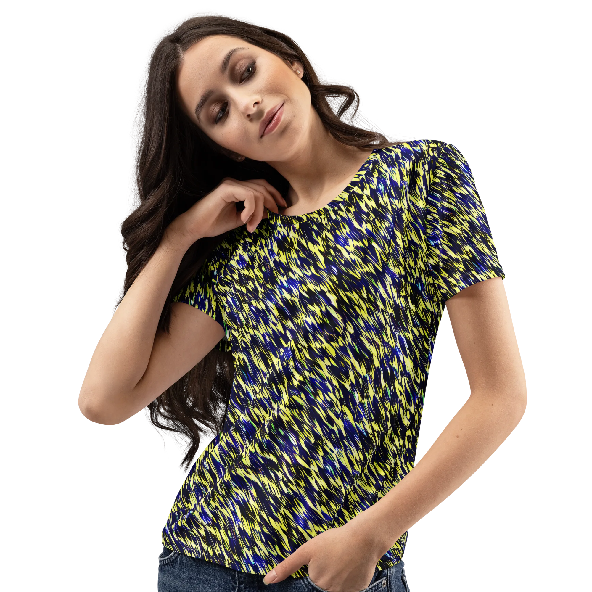 Lemon Lightning on Women's Crew Neck T-Shirt — Left Front