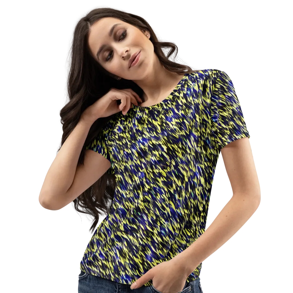 Lemon Lightning on Women's Crew Neck T-Shirt — Left Front