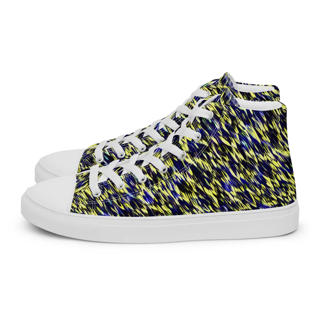 Lemon Lightning on Women's High Top Canvas Shoes — Left