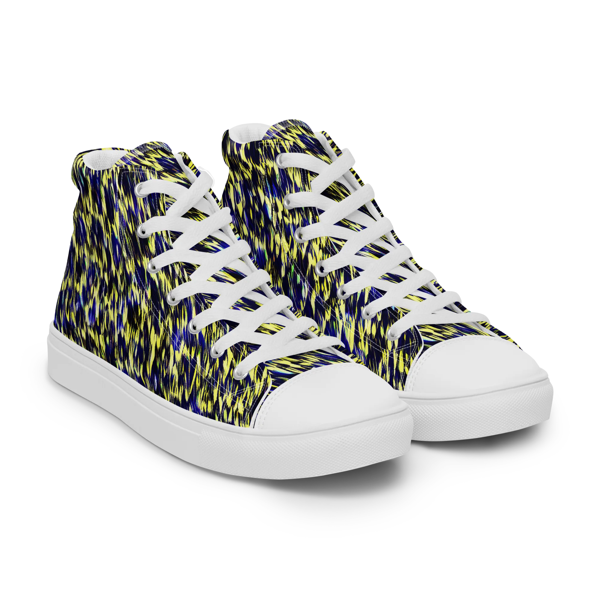 Lemon Lightning on Women's High Top Canvas Shoes — Right Front