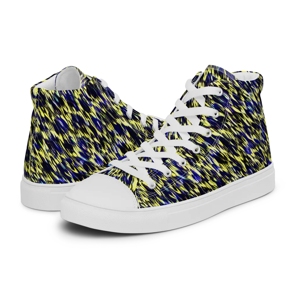 Lemon Lightning on Women's High Top Canvas Shoes — Left