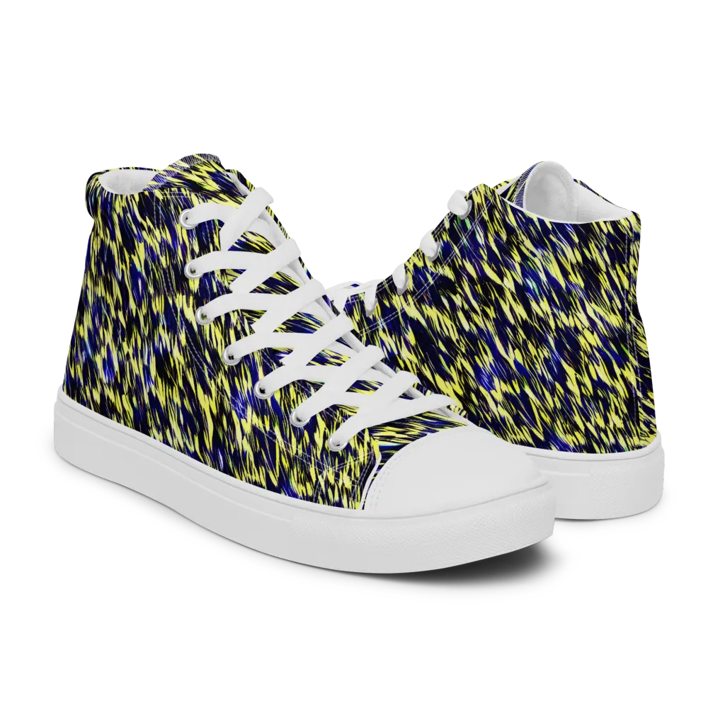 Lemon Lightning on Women's High Top Canvas Shoes — Right