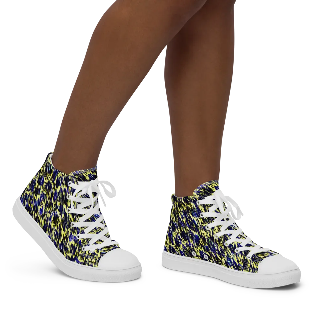 Lemon Lightning on Women's High Top Canvas Shoes — Right