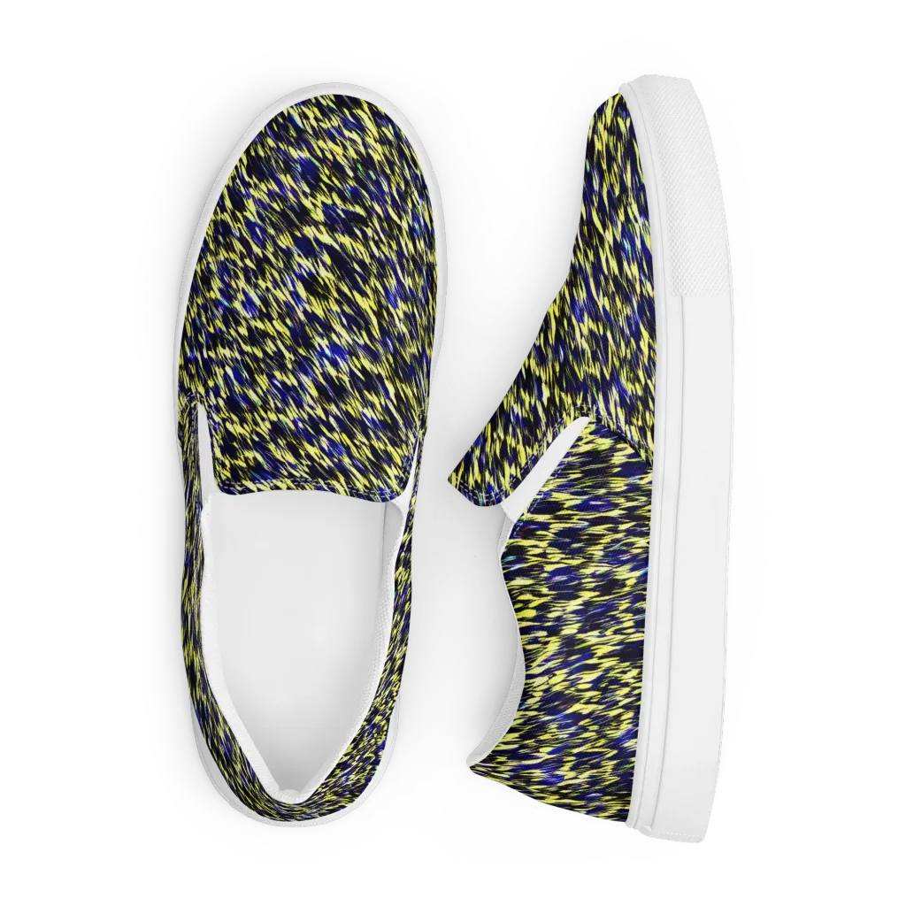 Lemon Lightning on Men's Slip-On Canvas Shoes — Front