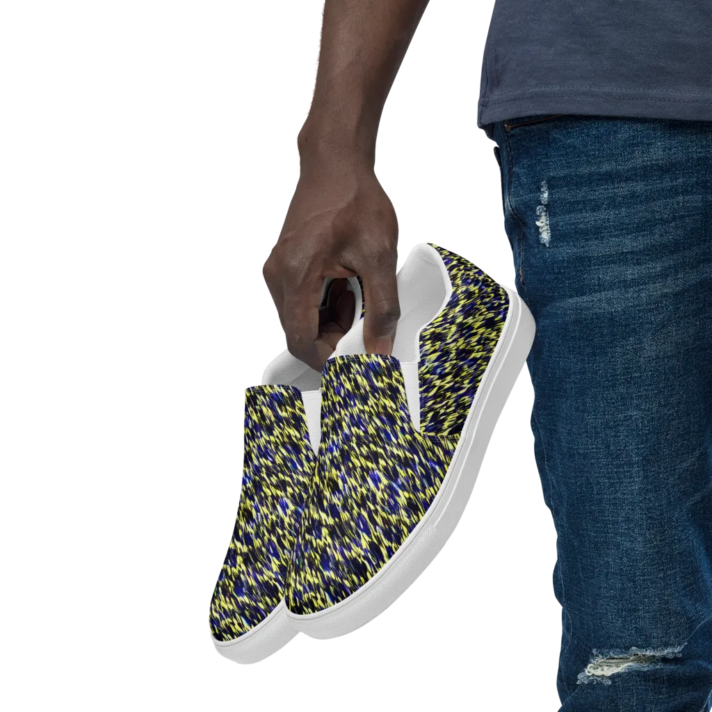 Lemon Lightning on Men's Slip-On Canvas Shoes — Left Front