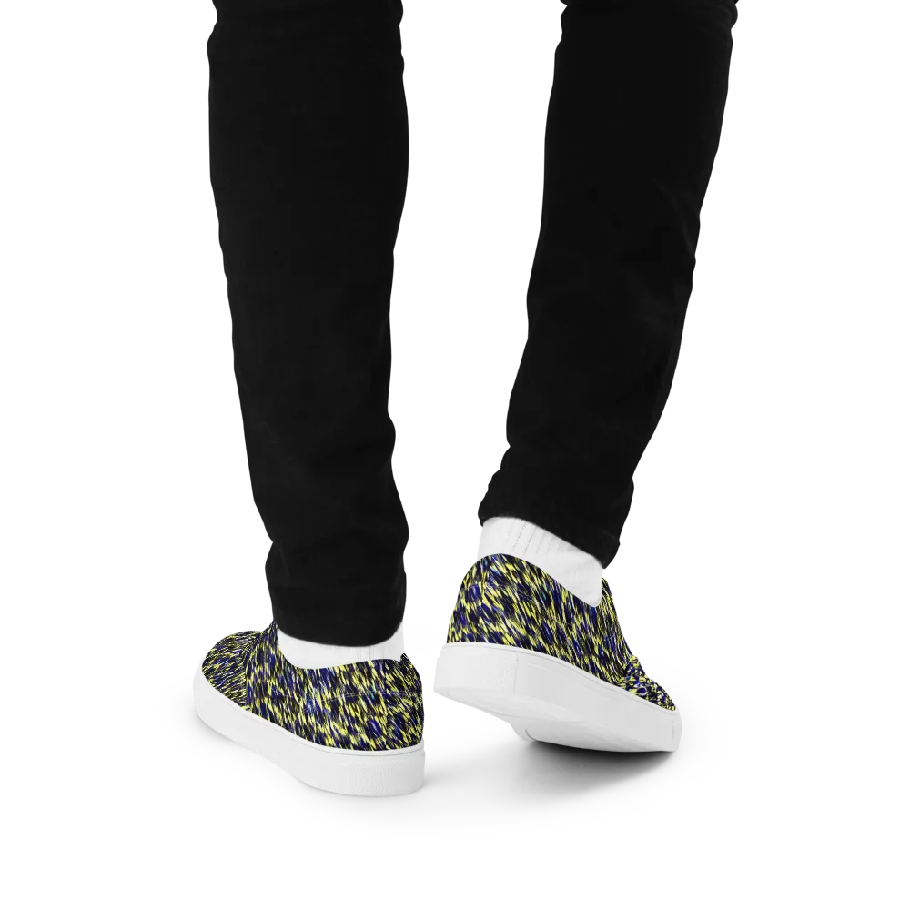Lemon Lightning on Men's Lace-Up Canvas Shoes — Back