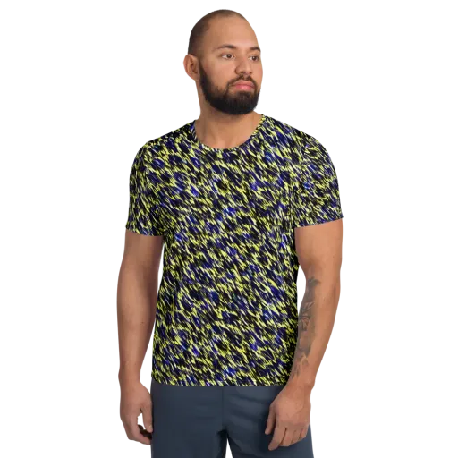 Lemon Lightning on a Men's Athletic T-Shirt