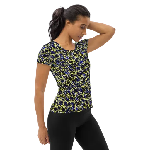 Lemon Lightning on a Women's Athletic T-Shirt