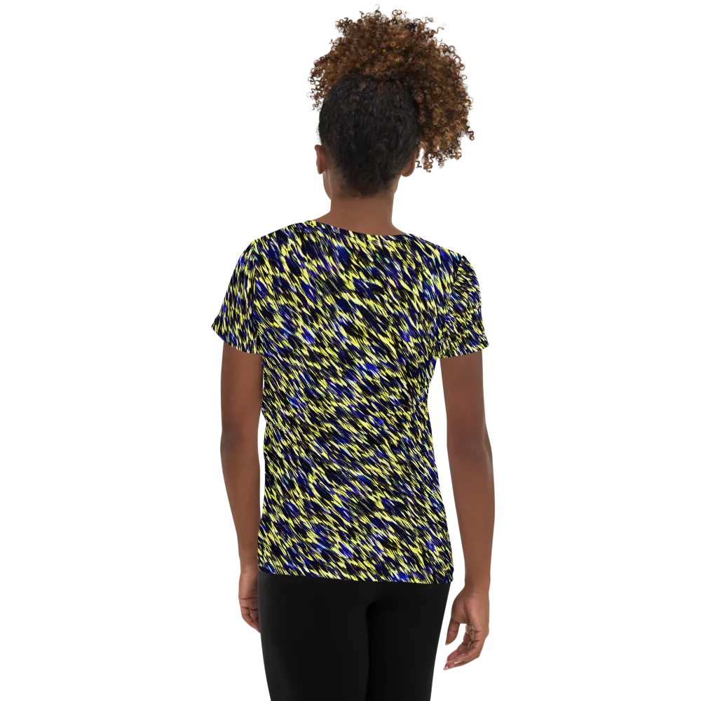 Lemon Lightning on Women's Athletic T-Shirt — Back