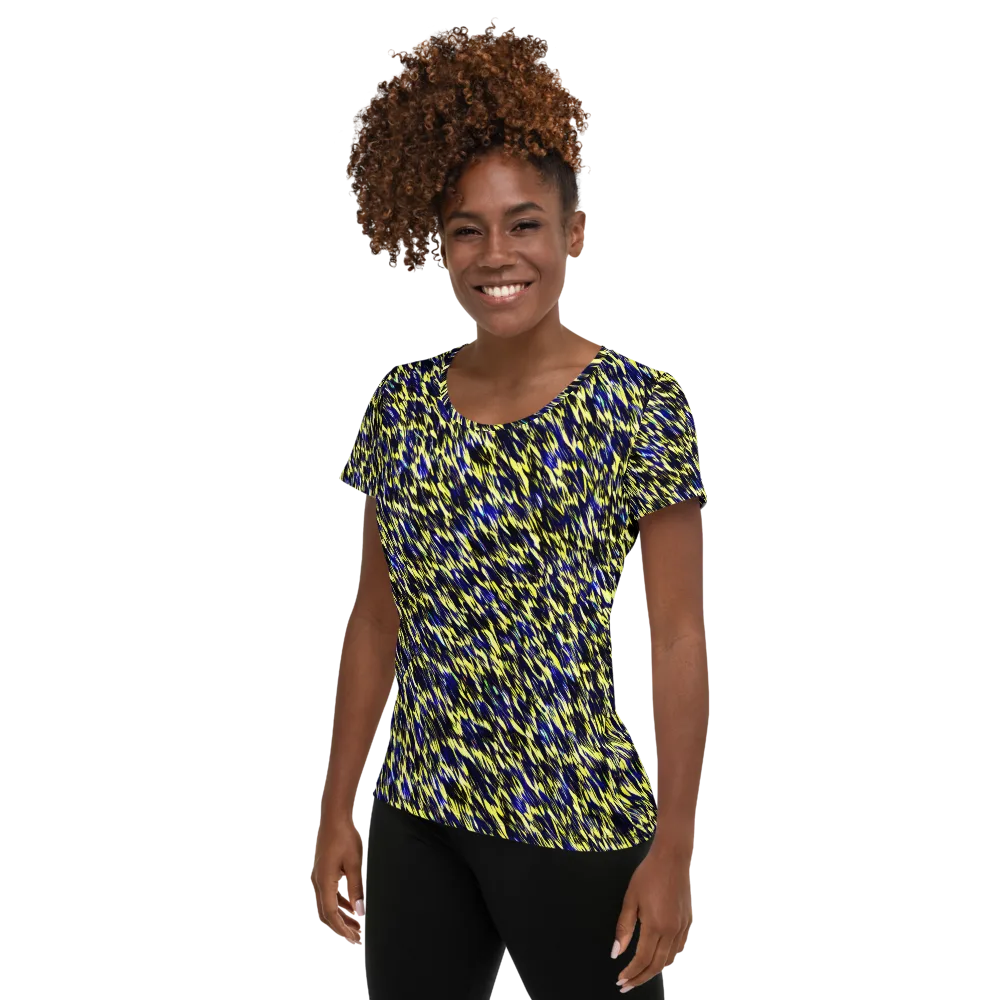Lemon Lightning on Women's Athletic T-Shirt — Left