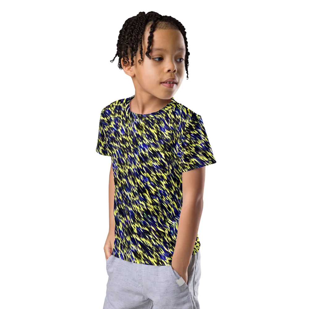 Lemon Lightning on Kids Crew Neck T-Shirt — Left Front