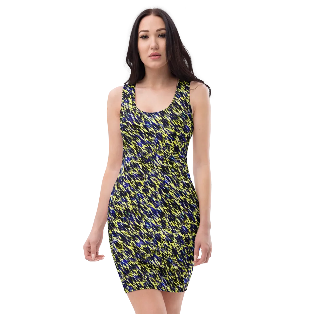 Lemon Lightning on Bodycon Dress — Front