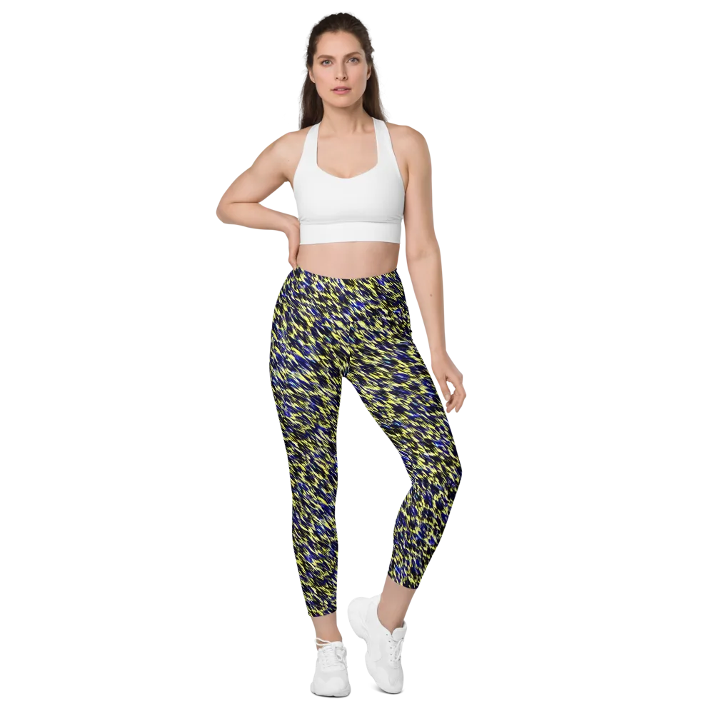 Lemon Lightning on Leggings with Pockets — Front