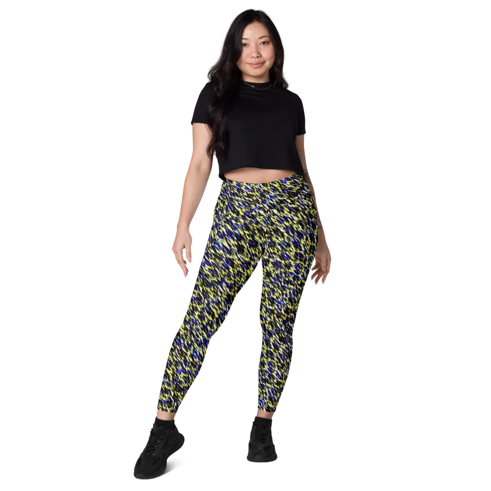 Lemon Lightning on Leggings with Pockets — Front