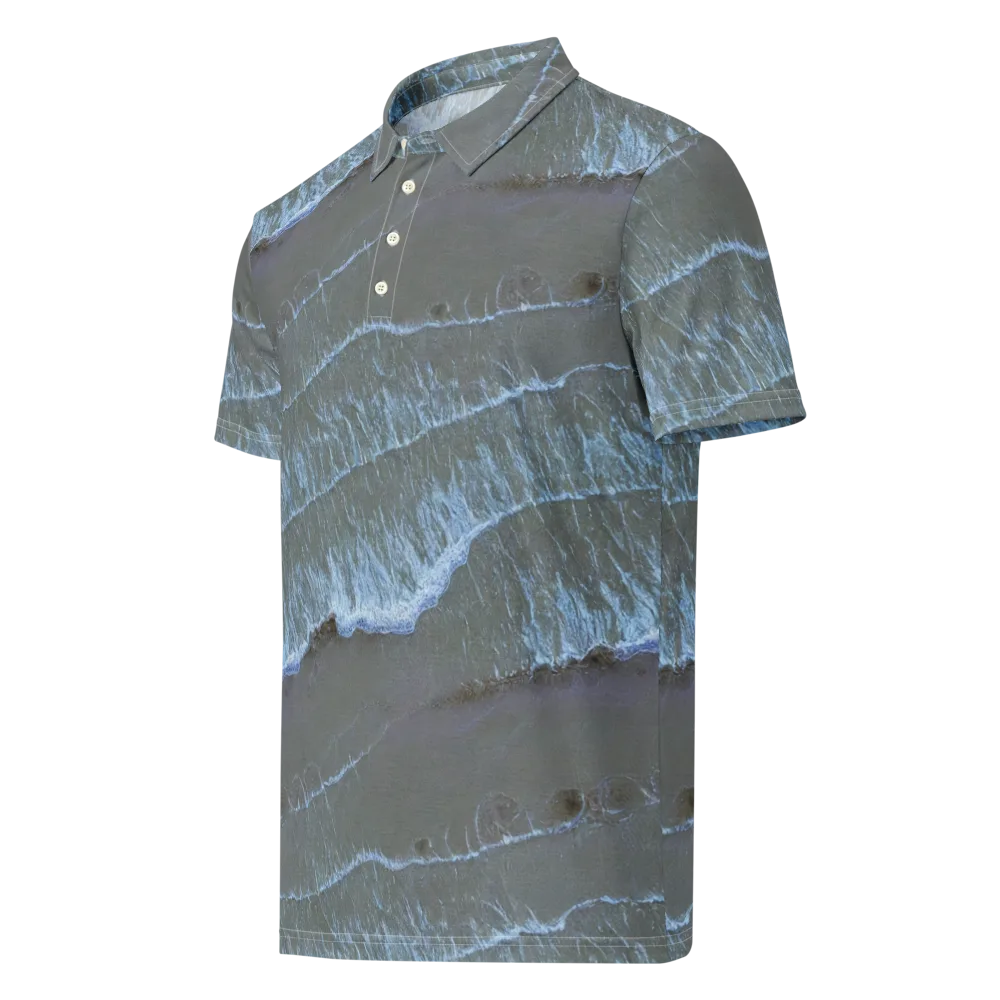 Silver Surf on Men's Slim Fit Polo Shirt — Left Front