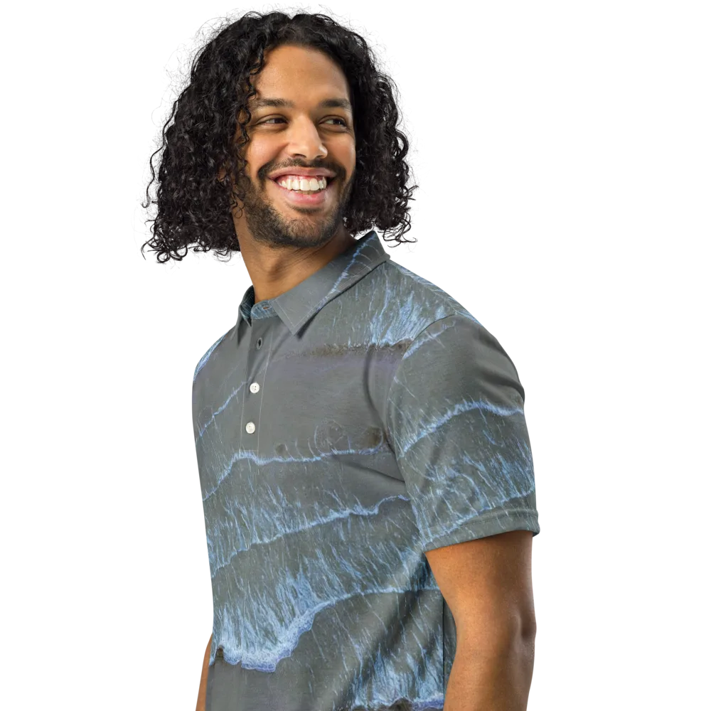Silver Surf on Men's Slim Fit Polo Shirt — Left Front