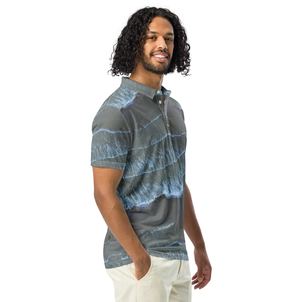 Silver Surf on Men's Slim Fit Polo Shirt — Right Front