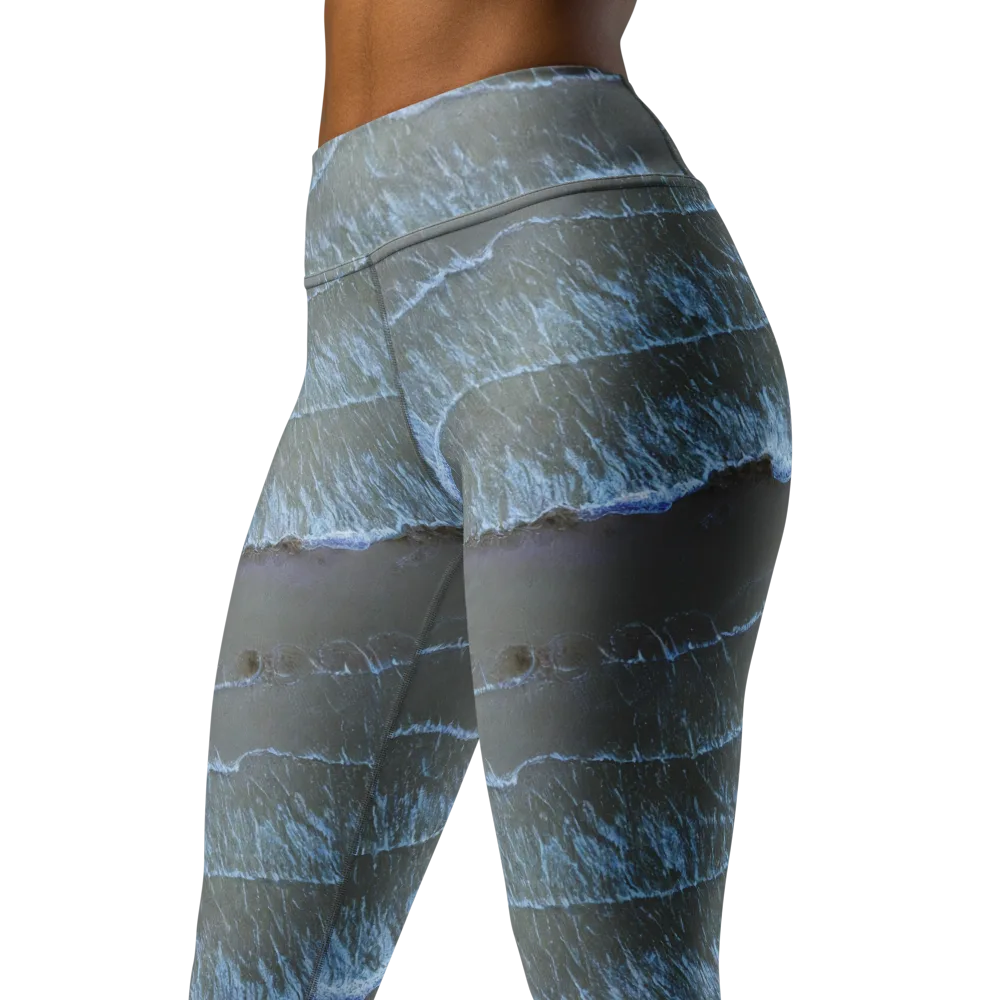 Silver Surf on Yoga Leggings — Left Front