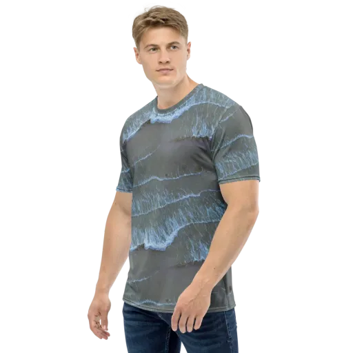 Silver Surf on a Men's Crew Neck T-Shirt