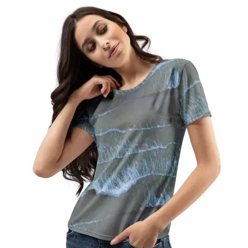 Silver Surf on a Women's Crew Neck T-Shirt