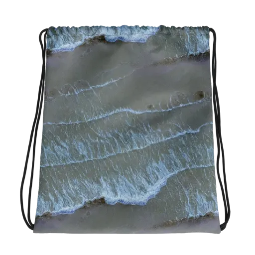 Silver Surf on a Drawstring Bag