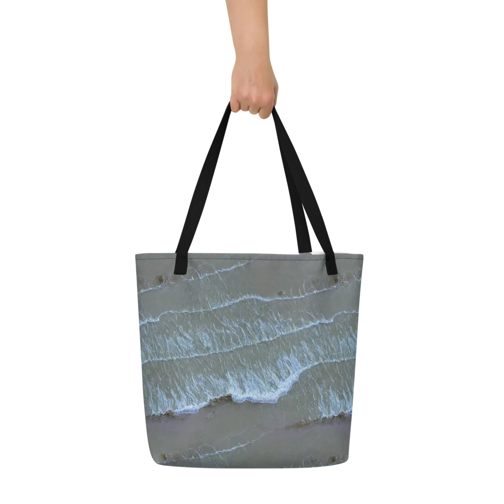 Silver Surf on Large Tote Bag W/ Pocket — Front