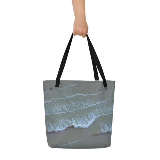 Silver Surf on a Large Tote Bag W/ Pocket